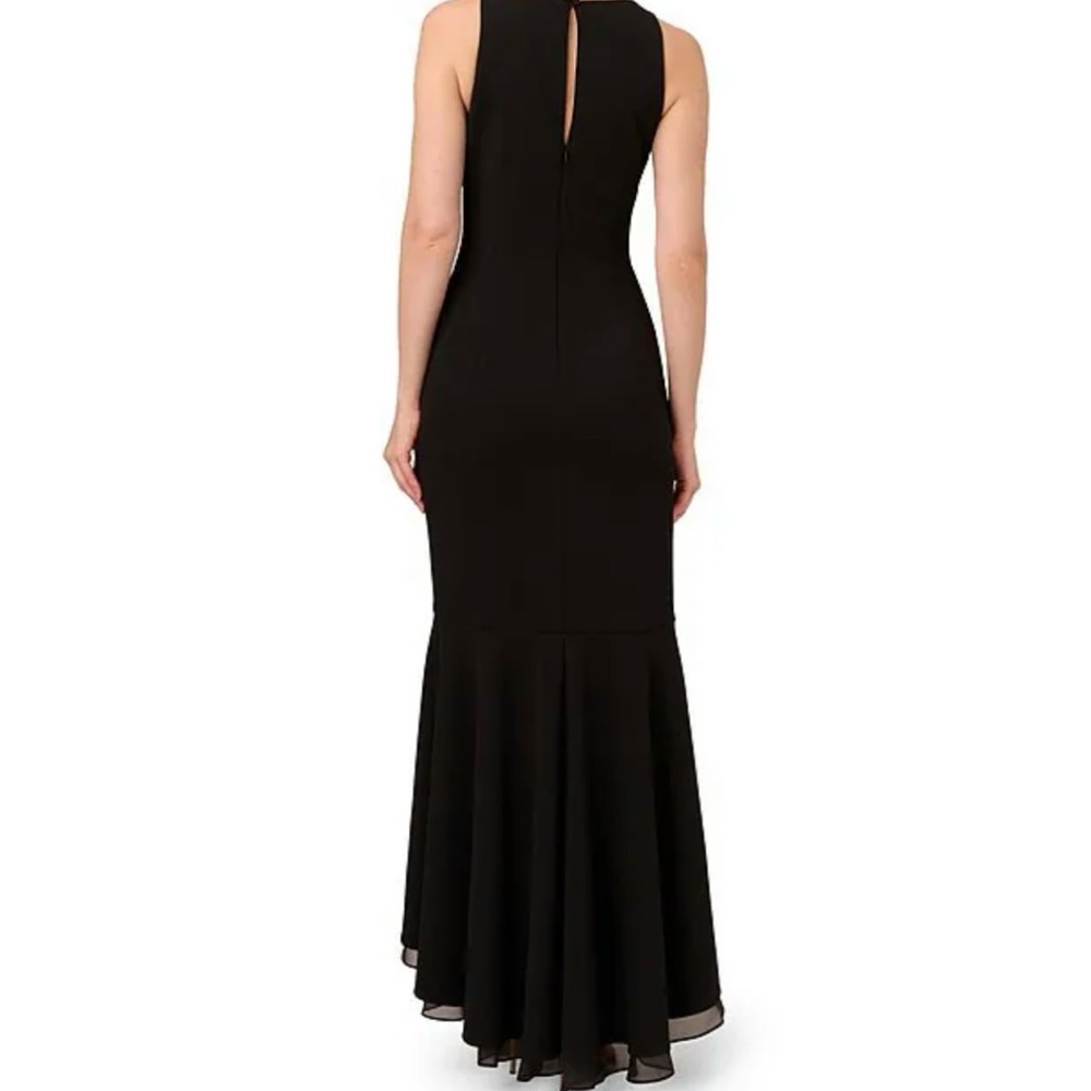Adrianna Papell Elegant Black Ruffle Gown - Picture 4 of 11